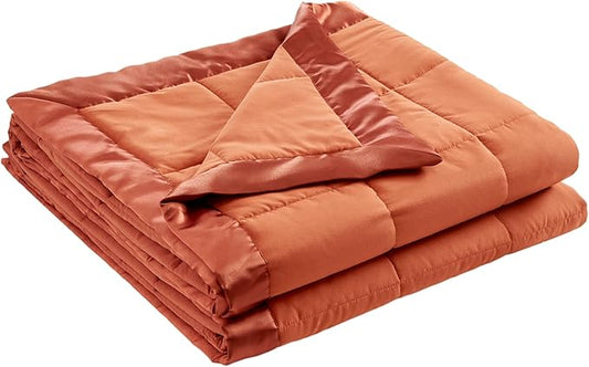 Madison Park Twin Blanket Quilted Microfiber, Satin Binding, 3M Scotchgard Moisture Wicking Treatment, Soft and Lightweight Summer Blanket for Couch, Windom, Twin, Orange