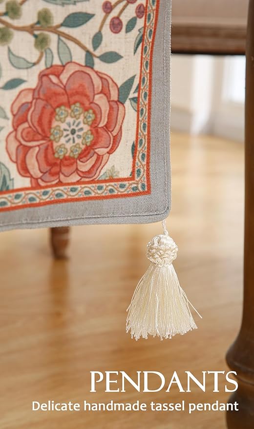 Farmhouse Floral Cloth Runner for Table,Decorative Linen 71 Inches Long Table Runners,Decor Tabletop for Kitchen,Dining,Tea Party,Home,Christmas,12"*71"