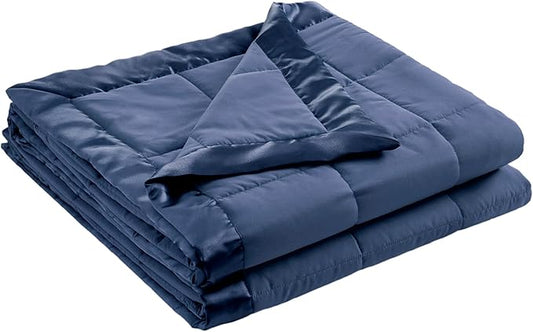 Madison Park Windom Down Alternative Blanket, Premium 3M Scotchgard Moisture Wicking Treatment, Lightweight and Soft Bed Cover For All Season, Satin Trim, Navy Full/Queen