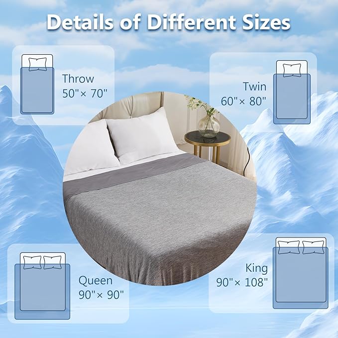 CHOSHOME Cooling Blanket King, Double Sided Cooling Blankets for Hot Sleepers, Arc-Chill Q-Max>0.5 Cold Blanket, Lightweight Breathable Summer Blankets for Couch, Bed, Sofa, Camping, 90" x 108", Grey