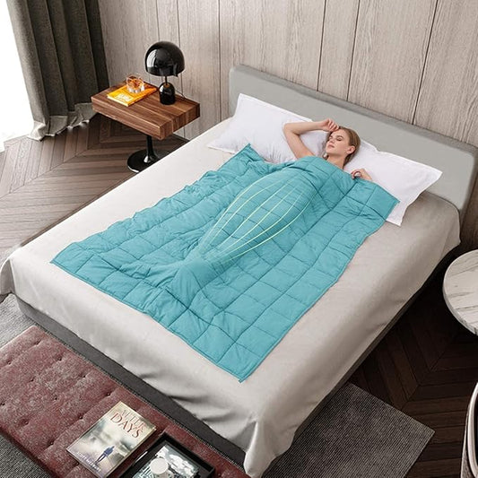 Alomidds Weighted Blanket Queen Size 15lbs 60x80 inches, Sherpa Heavy Blankets for Adults,Fluffy Warm Sherpa & Cozy Soft Flannel Thick Gravity Blanket for All-Season with Glass Beads, Aqua