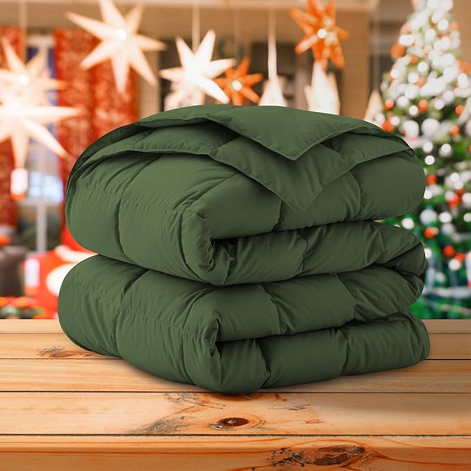 Soft Lightweight Down Blanket for Bed Sofa Couch Indoor and Outdoor Use, Warm and Fluffy Throw Blanket, Olive, King Size (108"X88")