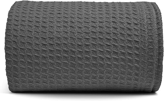 100% Cotton Salt Earth Throw Blanket, Queen, 90"X92" Waffle Throws For Home, Bedrooms, Outdoor Couch & Office Couch, Modern Room Decor Blankets, Lightweight, All Season Western Blanket (Charcoal Grey)