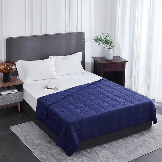 L'AGRATY Weighted Blanket - 60"x80" 17lbs Cooling Breathable Heavy Blanket Microfiber Material with Glass Beads Big Blanket for Adult All-Season Summer Fall Winter Soft Thick Comfort Blanket