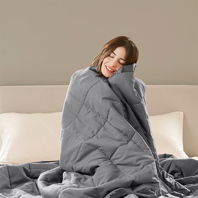 Madison Park Windom Down Alternative Blanket, Premium 3M Scotchgard Moisture Wicking Treatment, Lightweight and Soft Bed Cover For All Season, Satin Trim, Charcoal Full/Queen