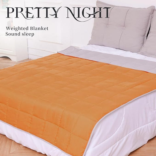 Weighted Blanket 20lbs Queen Size Orange Grey 60"x80" Weighted Blankets for Adults Heavy Blanket are Comfortable and Cozy