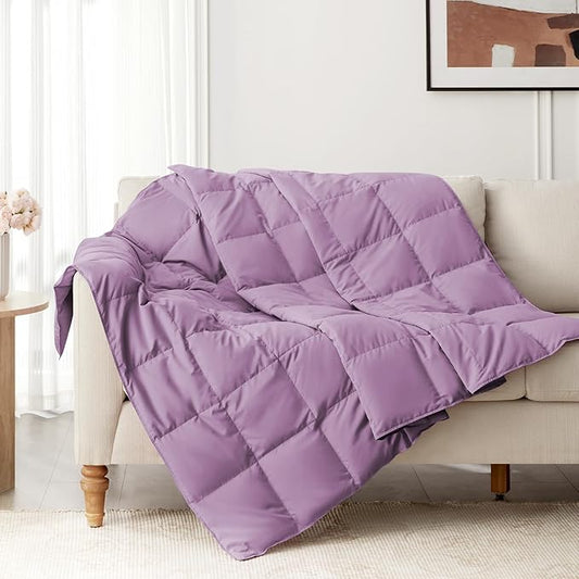 Down Throw Blankets for Couch 50x70” Down Blanket for Indoor and Outdoor Throw Blanket use Soft Lightweight Throw Blanket Light Purple