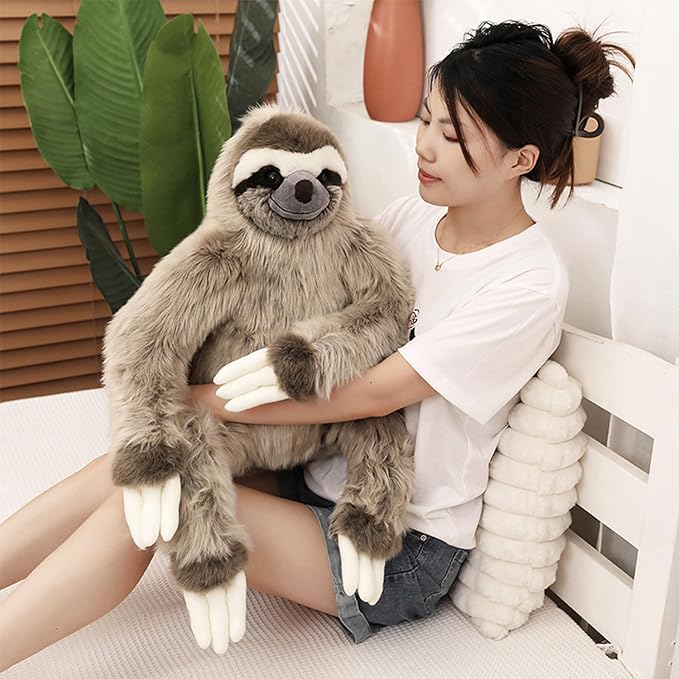 Giant Sloth Weighted Stuffed Animal 19.69in Large Realistic Sloth Plush Big Soft Cuddly Plushie for Kids Adults Birthday Festival Gift Bed Home Decor Pillow Cushion Grey