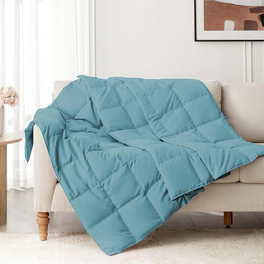Down Throw Blankets for Couch 50x70 Down Blanket for Indoor and Outdoor Throw Blanket use Soft Lightweight Throw Blanket Turquoise
