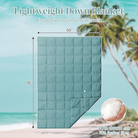 Down Throw Blankets for Couch 50x70 Down Blanket for Indoor and Outdoor Throw Blanket use Soft Lightweight Throw Blanket Turquoise