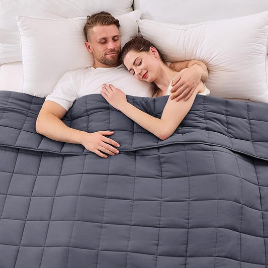 yescool Weighted Blanket for Adults (25 lbs, 88” x 104”, Grey) Cooling Heavy Blanket for Sleeping Perfect for 240-260 lbs, King Size Breathable Blanket with Premium Glass Bead