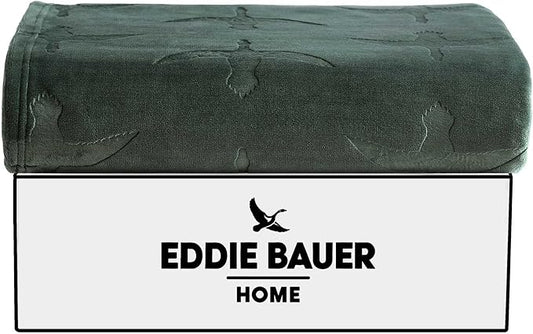 Eddie Bauer - Throw Blanket, Embossed Ultra Soft Plush Bedding, Home Decor for All Seasons, Oeko-Tex Certified (Geese Green, 50" x 70")