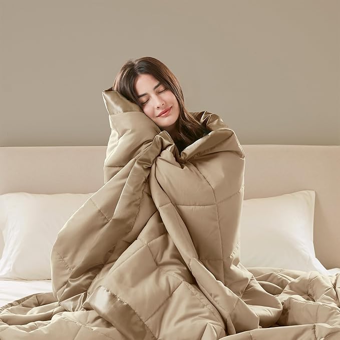 Madison Park Windom Down Alternative Blanket, Premium 3M Scotchgard Moisture Wicking Treatment, Lightweight and Soft Bed Cover For All Season, Satin Trim, Brown King