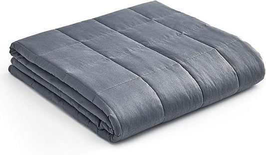 YnM Oeko-Tex Certified Premium 80 x 87 Inch 30 Pound 2 Person Cotton Calming Heavy Weighted Blanket with Duvet for Queen & King Beds, Dark Grey
