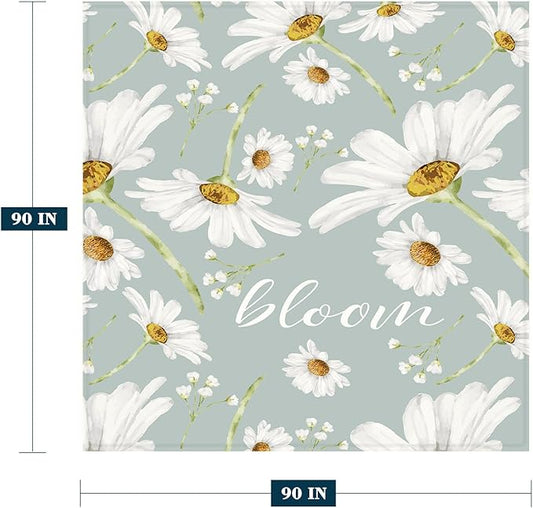 YeeJu Daisy Throw Blanket Queen Size White Floral Floral Blanket for Bed Couch Soft Cozy Fuzzy Plush Fleece Blankets Large Big Decorative Spring Summer Gift Decorative Blanket 90x90