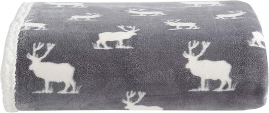 Eddie Bauer - Throw Blanket, Reversible Sherpa Fleece Bedding, Home Decor for All Seasons (Elk Stance Grey, Throw)