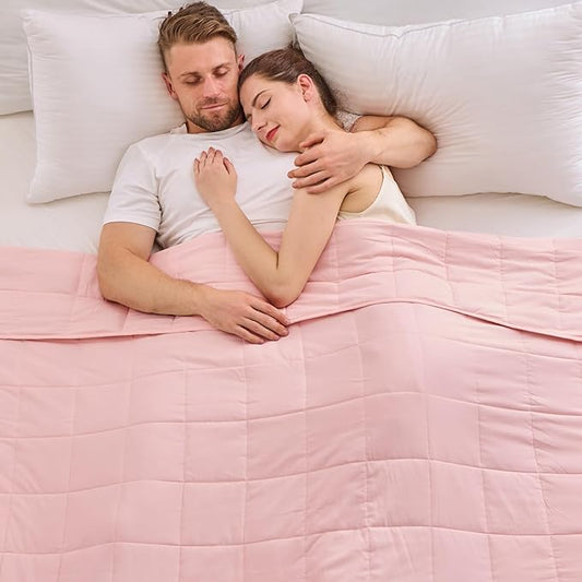 yescool Weighted Blanket for Adults (25 lbs, 80” x 87”, Pink) Cooling Heavy Blanket for Sleeping Perfect for 240-260 lbs, Queen Size Breathable Blanket with Premium Glass Bead, Machine Washable