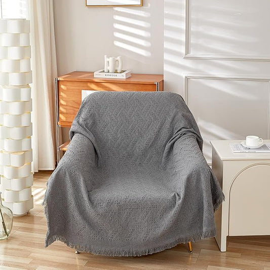 AIVIA Chair Single Seat Cover Sheet Blanket Tablecloth, Throw Cushion Covers for Chairs, 1 Cushion Furniture Decor Slipcovers Protector for Dogs Cats Table Cloth Fabric Dark Gray