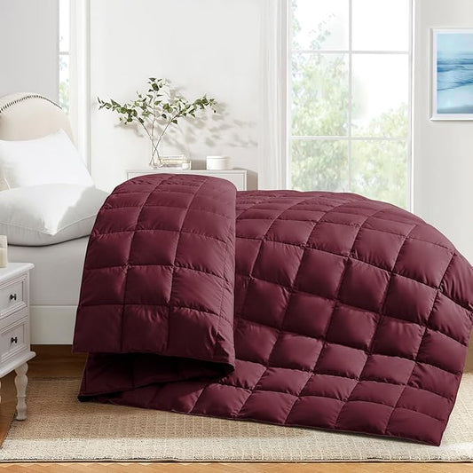 Soft Lightweight Down Blanket for Bed Sofa Couch Indoor and Outdoor Use, Warm and Fluffy Throw Blanket, Red, King Size (108"X88")