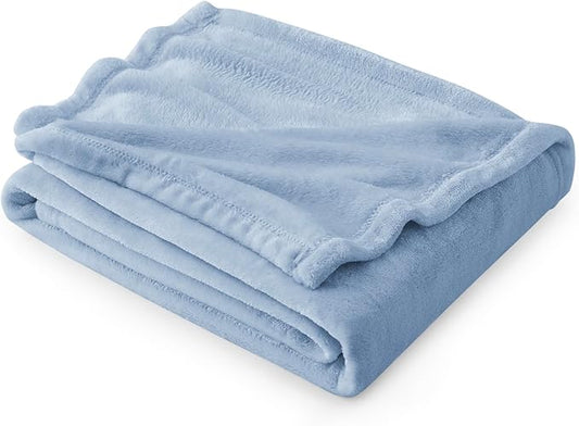 Bedsure Fleece Blankets Twin Size Light Blue - 300GSM Lightweight Plush Fuzzy Cozy Soft Blanket for Bed, Sofa, Couch, Travel, Camping, 60x80 inches