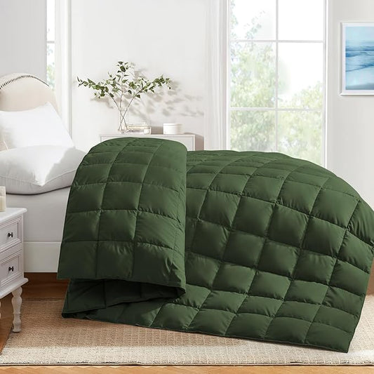 Soft Lightweight Down Blanket for Bed Sofa Couch Indoor and Outdoor Use, Warm and Fluffy Throw Blanket, Olive, King Size (108"X88")