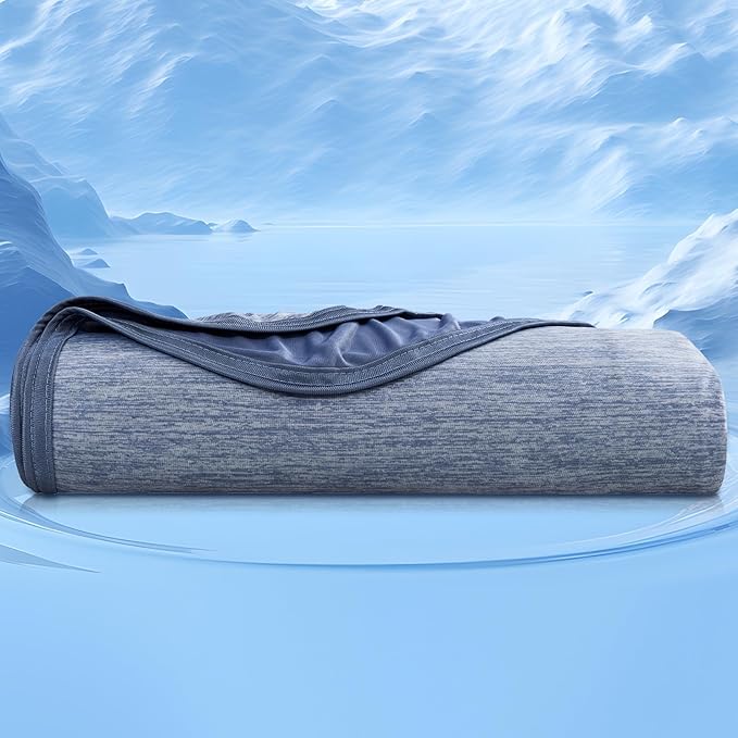 CHOSHOME Cooling Blanket Queen, Double Sided Cooling Blanket for Hot Sleepers, Arc-Chill Q-Max>0.5 Lightweight Breathable Summer Cold Blankets forCouch, Bed, Sofa, Camping, 90" x 90", Blue