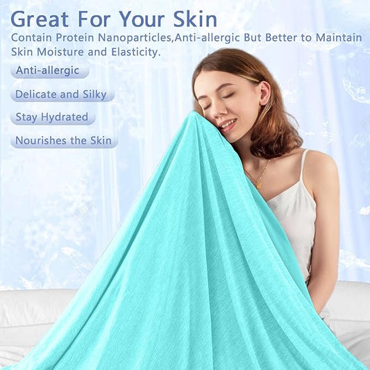 Topcee Cooling Blanket (90"x90"Queen Size) for Night Sweats Absorbs Heat to Keep Adults Cool on Warm Nights, Q-Max 0.5 Cooling Blankets for Hot Sleepers, Ultra-Cool Lightweight Blanket for Bed