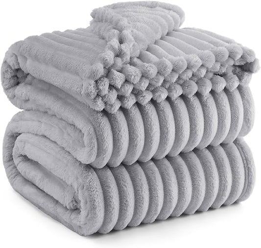 Bedsure California King Size Blanket for Bed - GentleSoft Cozy Soft Blankets for Women, Cute Large Throws for Girls, Light Grey, 102x96 Inches