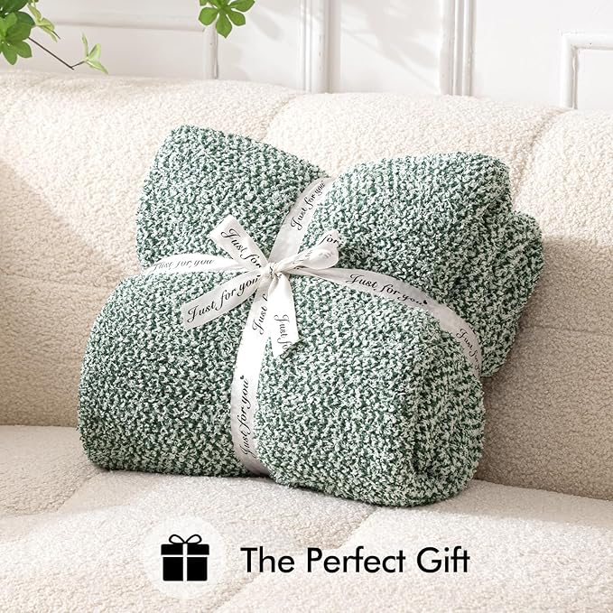 MIULEE Green Super Soft Throw Blanket for Couch, Cozy Fluffy Warm Throws Knit Blankets for Sofa, Bed, Chair, Living Room, Camping, Picnic, 50 x 60 inch