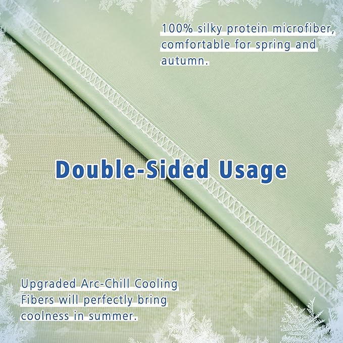 EMME Cooling Blanket, King Summer Bed Blankets for Hot Sleepers, Thin Lightweight Breathable Throw Blanket for Couch, Double Sided Keep Body Cool, Night Sweats, Green Cold Sheet