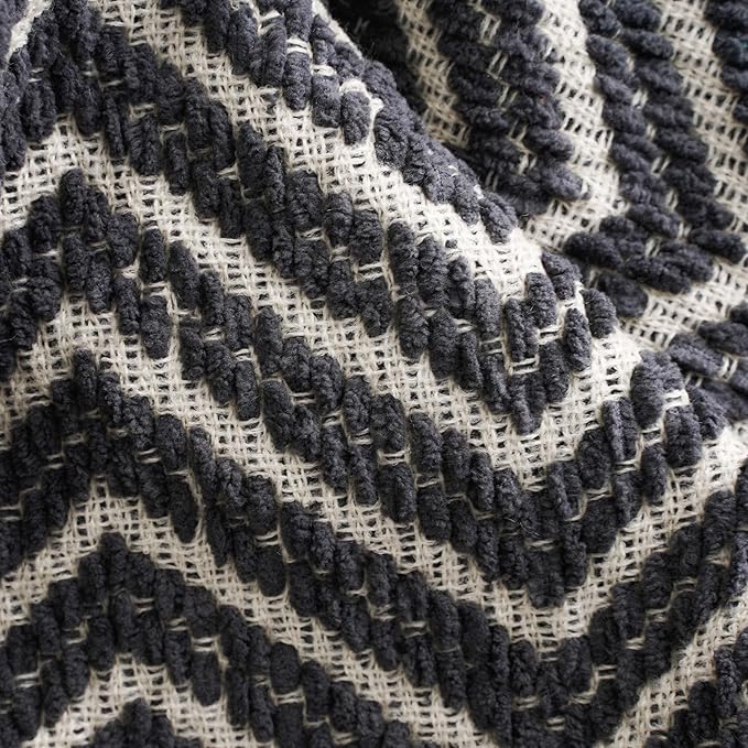 BATTILO HOME Grey Throw Blanket for Couch, Decorative Knit Grey Blanket for Bed, Super Soft Warm Grey Throws for Room Farmhouse Accent Decor, 50"x60"