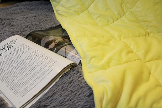 ALANSMA Reversible Weighted Blanket for All Season, Luxury Velvet, Warm and Cool, Adult 10Lb Weighted Blanket, Enjoy Sleeping Anywhere(Yellow, 48''x72''10lbs)