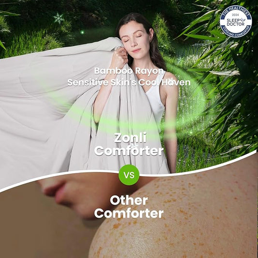 ZonLi Z-Magic 100% Cooling Bamboo Comforter from Viscose, Lightweight All-Season Breathable Bedding Blanket for Hot Sleepers