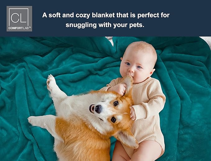 Comfort Lab Reversible Flannel Sherpa Blanket - Elegant Fluffy Bed Blankets for Bedroom and Home Decor - Anti Pilling Non Shedding Cozy & Warm Fleece Cover - King/California King (108" x 90") - Teal