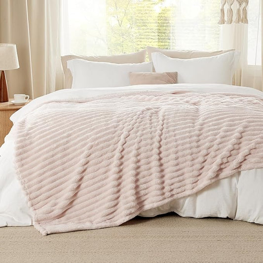Bedsure Blankets Queen Size for Bed - GentleSoft Cozy Soft Blankets for Women, Cute Large Fleece Throws for Girls, Crystal Pink, 90x90 Inches