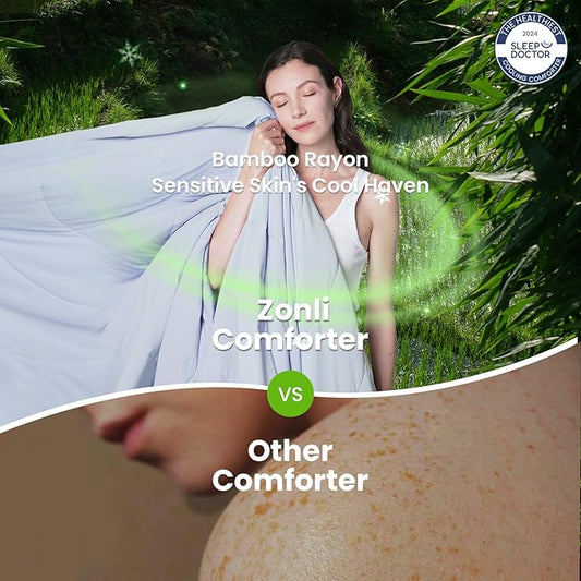 ZonLi Z-Magic 100% Cooling Bamboo Comforter from Viscose, Lightweight All-Season Breathable Bedding Blanket for Hot Sleepers