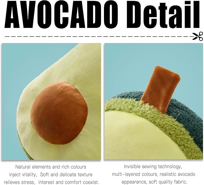 GIGIZAZA Cute Throw Pillows Avocado Yellow Fruit Pillows Decorative Aesthetic Pillow for Bedroom Cushions Unique Fun Couch Throw Pillow 18 Inch Funky Pillows