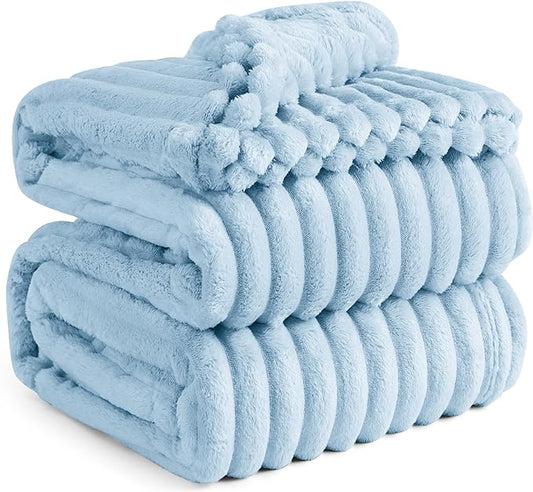 Bedsure Blue California King Size Blanket for Couch - GentleSoft Cozy Soft Blankets for Women, Cute Small Fleece Throws for Girls, Birthday Gifts for Women, Light Blue, 102x96 Inches