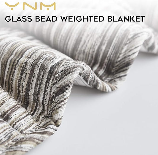 YnM Weighted Blanket,Heavy 100% Oeko-Tex Certified Cotton Material with Premium Glass Beads (Time Trace, 60''x80'' 15lbs), Suit for One Person(~140lb) Use on Queen/King Bed