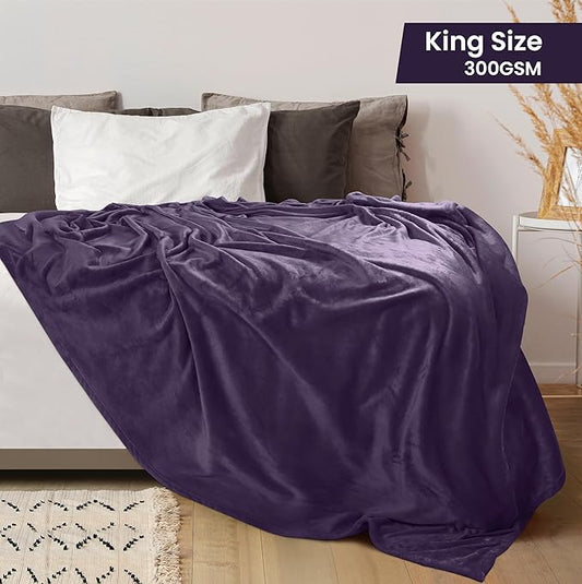 Utopia Bedding Fleece Blanket King Size Purple 300GSM Luxury Anti-Static Fuzzy Soft Microfiber Bed Blanket (90x102 Inch)