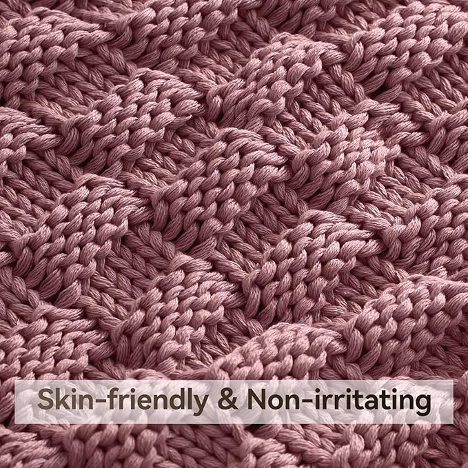 Knitted Weighted Blanket Kids, No Beads Heavy Blanket 36” x 48'' 3lbs, Breathable Chunky Knit Blanket, Cooling Weighted Blanket for Hot Sleepers, Christmas Home Decor (Pink)