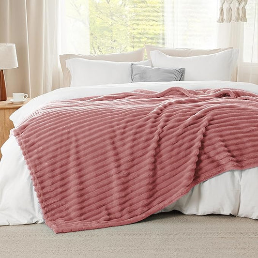 Bedsure Brick Dust Fleece King Blanket for Couch - GentleSoft Cozy Soft Blankets for Women, Cute Small Throws for Girls, 108x90 Inches