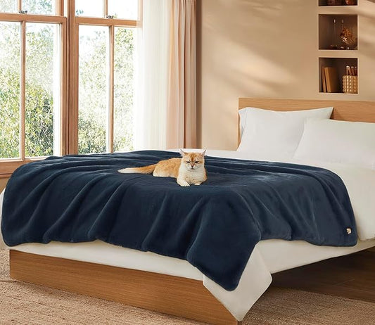 UGG Euphoria Plush Faux Fur Throw Blanket Medium Weight Reversible Luxury Soft Throw for Couch Bed or Chair Hypoallergenic Machine Washable Home Decor Blanket, 50-inch x 70-inch, Indigo Navy Blue