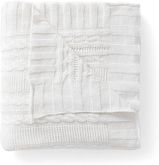 VCNY Home - Throw, Soft & Cozy Cotton Blanket, Cable Knit Home Decor (Dublin White, 50" x 70")