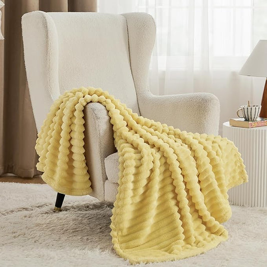 Bedsure Yellow Throw Blanket for Couch - GentleSoft Cozy Soft Blankets for Women, Cute Small Fleece Throws for Girls, Birthday Gifts for Women, Mothers Day Decor Gifts for Mom, 50x60 Inches