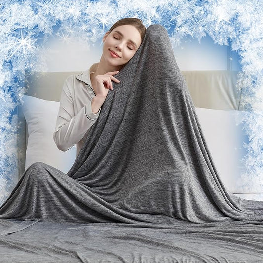 CHOSHOME Cooling Blanket Twin, Double Sided Cooling Blankets for Hot Sleepers, Arc-Chill Q-Max>0.5 Cold Blanket, Lightweight Breathable Summer Blankets for Couch, Bed, Sofa, Camping, 60" x 80", Black