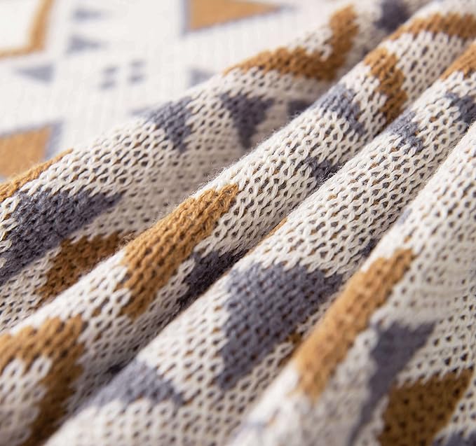 Brown Throw Blankets, Knitted Tassel Vintage Tan Throw Blanket, Soft Lightweight Boho Throw Blanket for Sofa Couch Bed and Living Room- All Seasons (50x85 Inch)