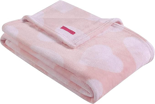 Betsey Johnson - Throw, Ultra-Soft Plush Blanket, Use for Couch, Bed, or Lounges, Dorm Essentials (Dotted Heart Pink, 50" x 70")