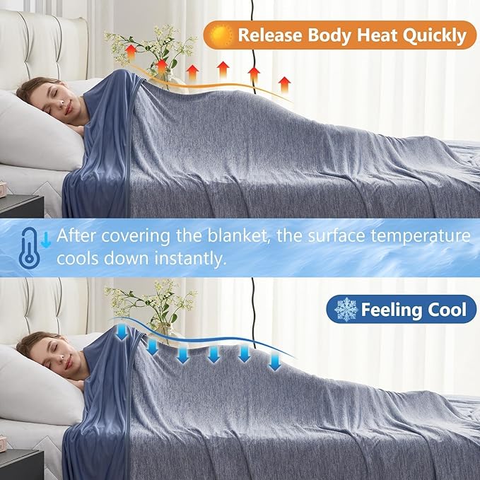 CHOSHOME Cooling Blanket Queen, Double Sided Cooling Blanket for Hot Sleepers, Arc-Chill Q-Max>0.5 Lightweight Breathable Summer Cold Blankets forCouch, Bed, Sofa, Camping, 90" x 90", Blue