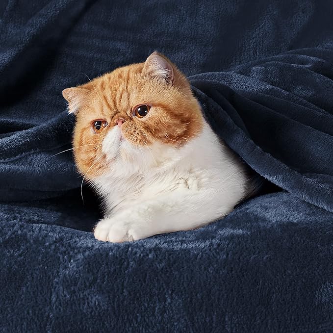 Bedsure Fleece Blanket Twin Size Navy Blue - 300GSM Lightweight Plush Fuzzy Cozy Soft Warm Blanket for Bed, Sofa, Couch, Travel, Camping, 60x80 inches